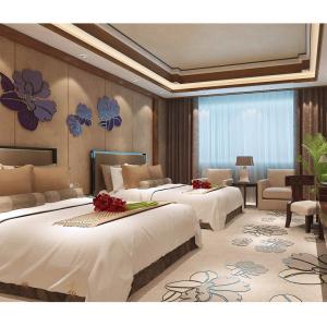 新中式酒店客房双人床标间单间实木床主题宾馆家具定制工厂直销